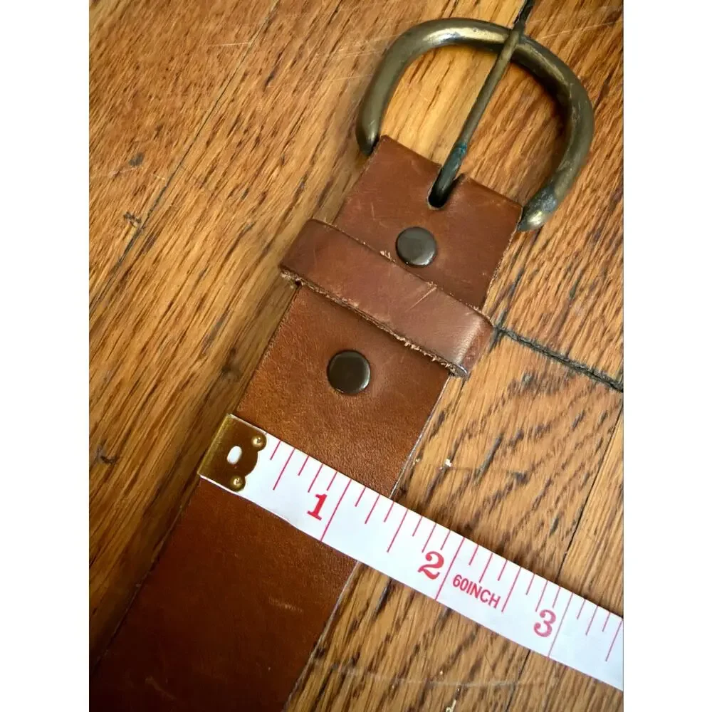 Oil Harness Distressed Brown Leather Belt w/Horseshoe Buckle Mens sz 38